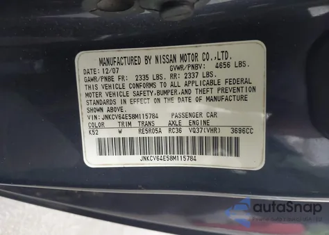 2008 Infiniti G37 Journey z USA, uszkodzony, nr VIN JNKCV64E58M115784